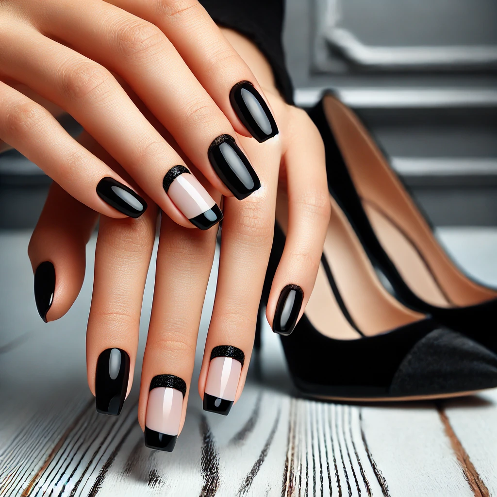 Black French Manicure: Top 10 Ideas for the Autumn Season 2024